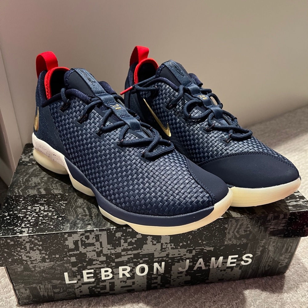 LeBron XIV Low Midnight Navy/Metallic Gold Size 11